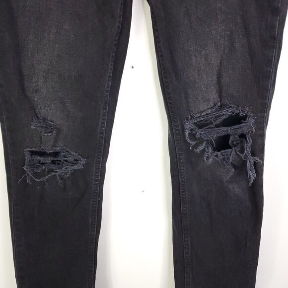 Gap Jeans Women 24 00 Cheeky High Rise Straight Ripped KNee Raw Hem Washed Black - Picture 3 of 10